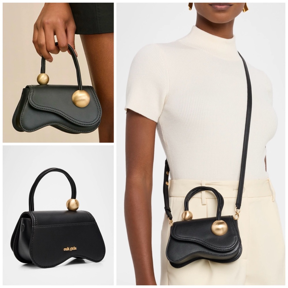 NWT $398 CULT GAIA Kazia Nano Crossbody Leather Bag In Black